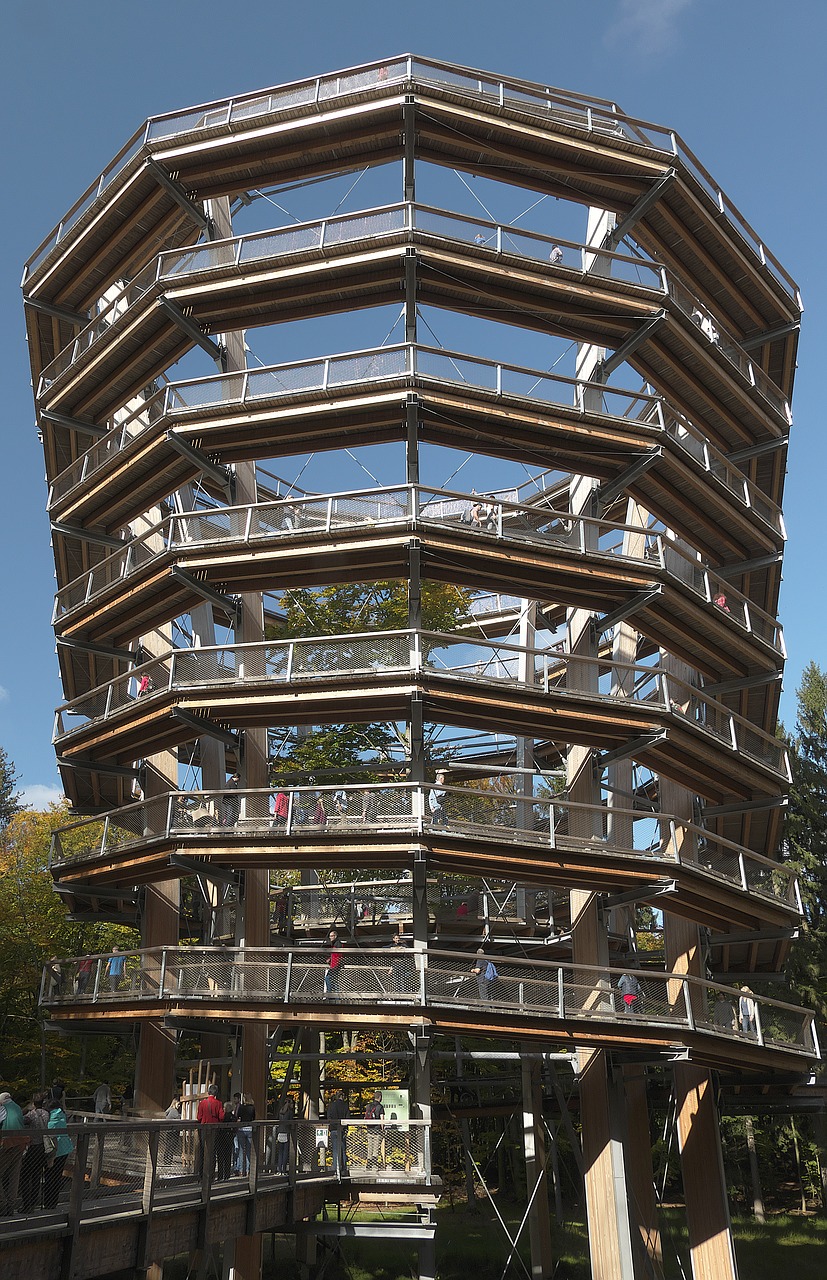 observation tower spiral treetop path free photo