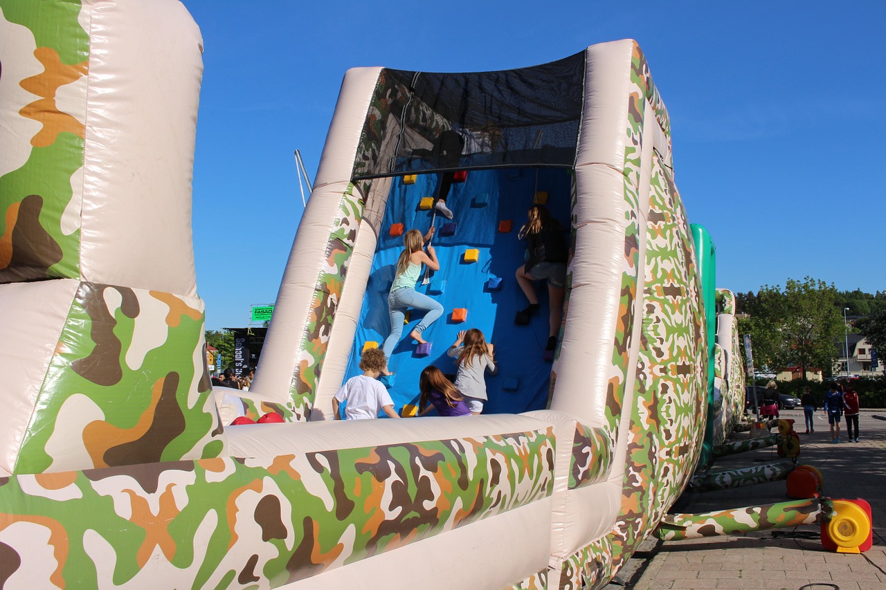 obstacle course blue sky children free photo
