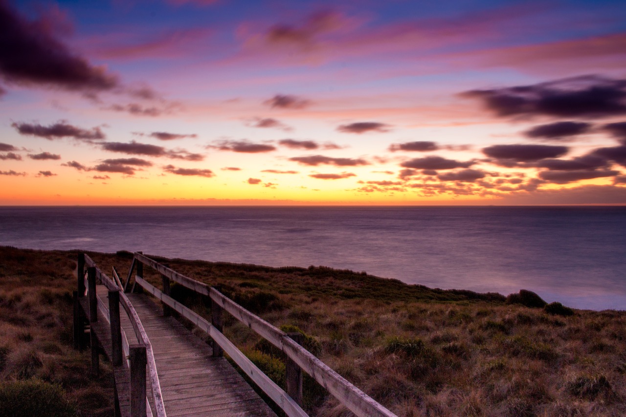 ocean sunrise bridge free photo