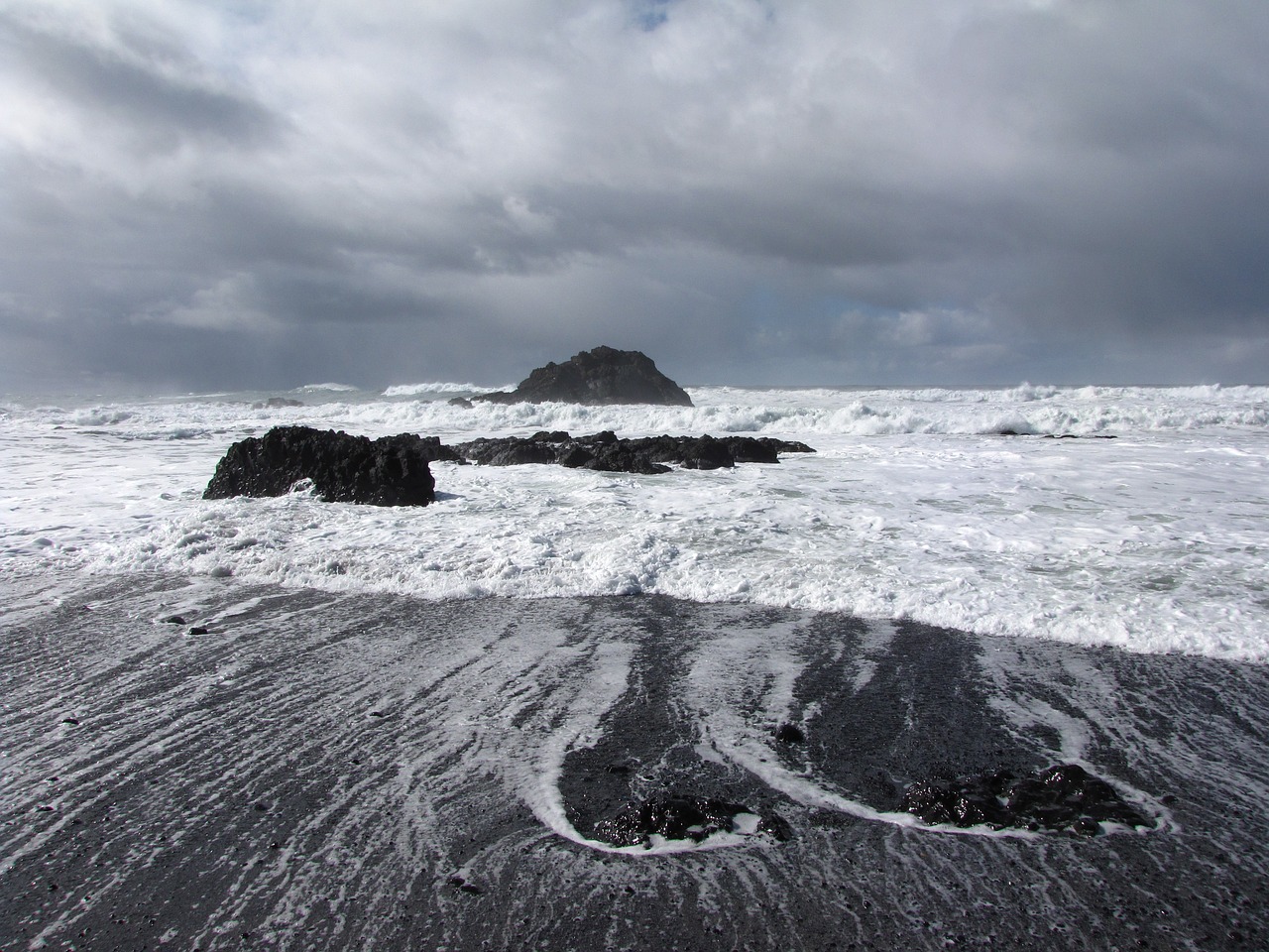 ocean sky rocky beach free photo