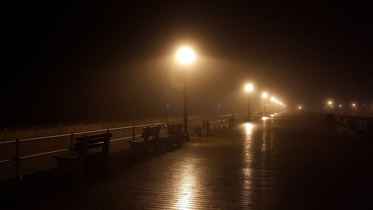 ocean night fog free photo