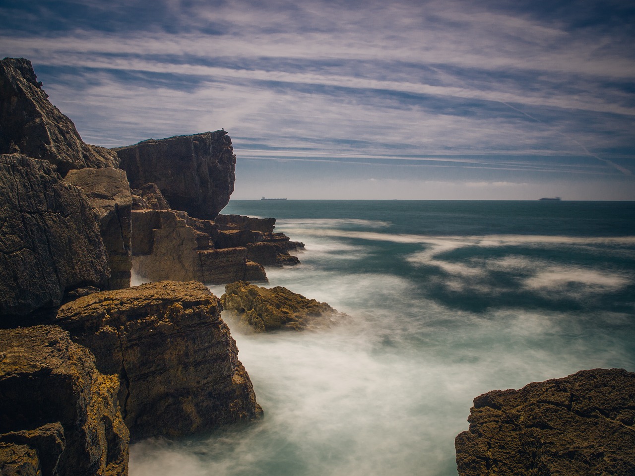 ocean fog rocks free photo