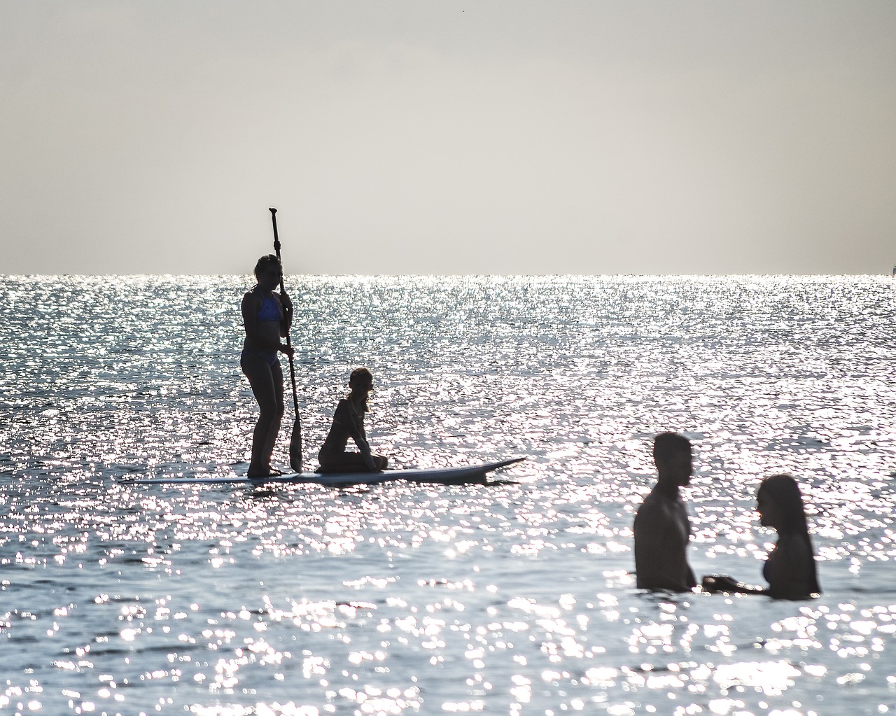 ocean paddle board people free photo