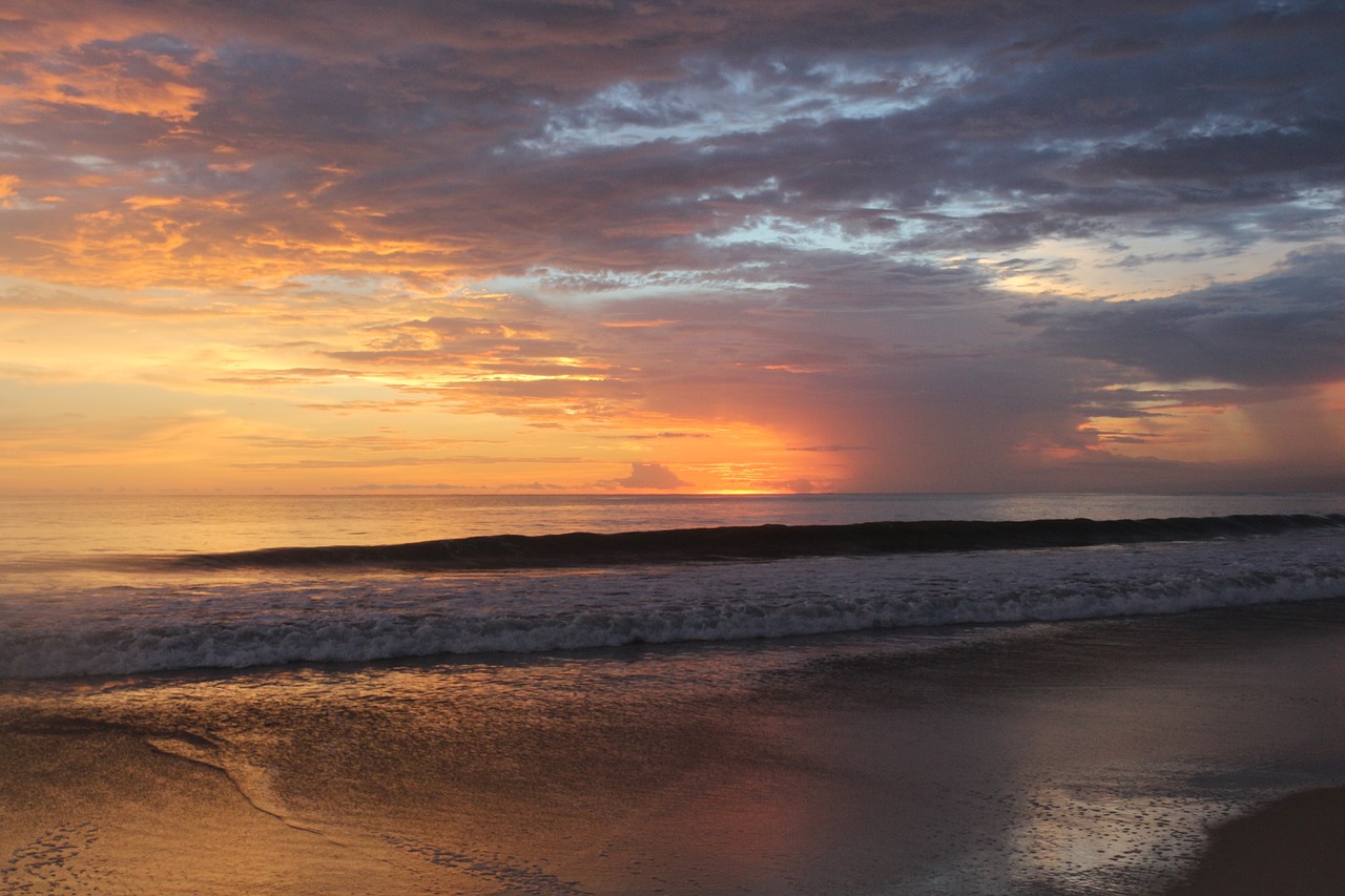 ocean beach sunset evening free photo