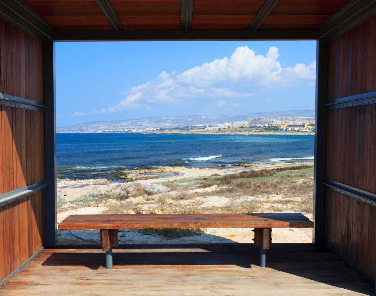 beach bench blue free photo