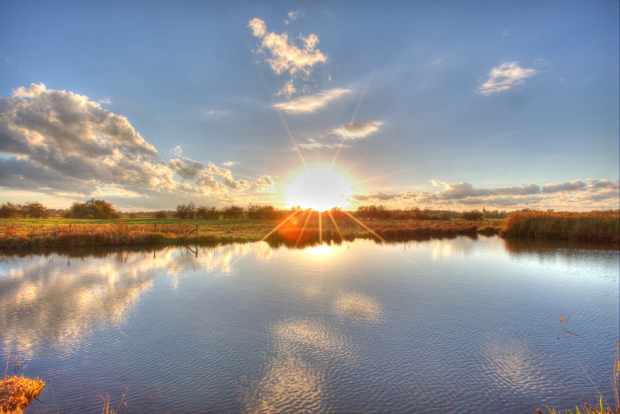 ochtumpark bremen sunset free photo