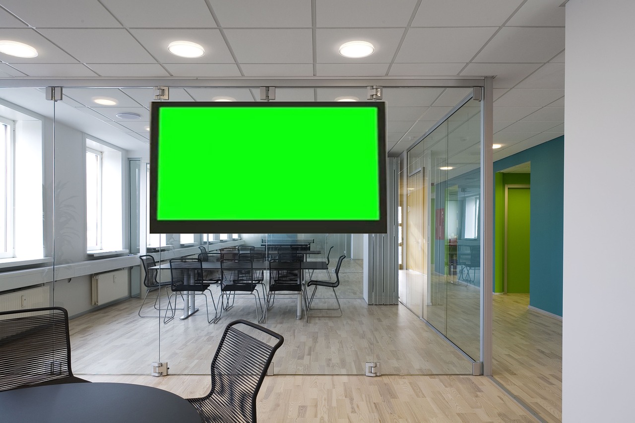 office  virtual set  green screen free photo