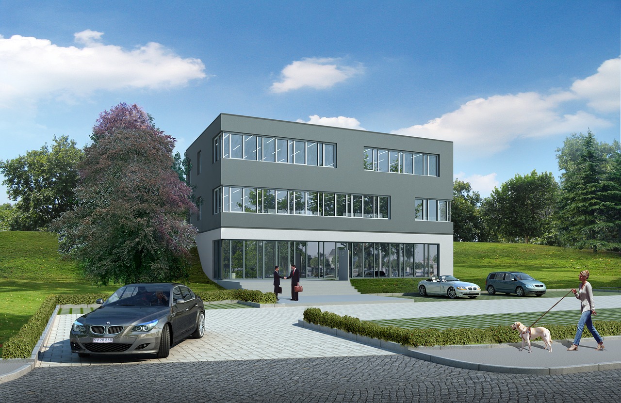 office building villa rendering free photo