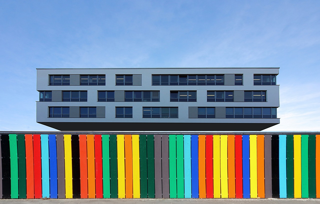 office building fence facade free photo