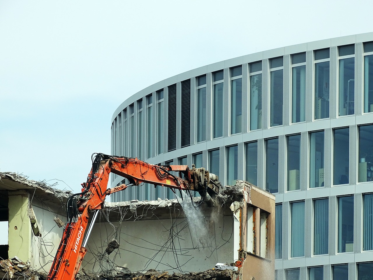 office building demolition excavators free photo