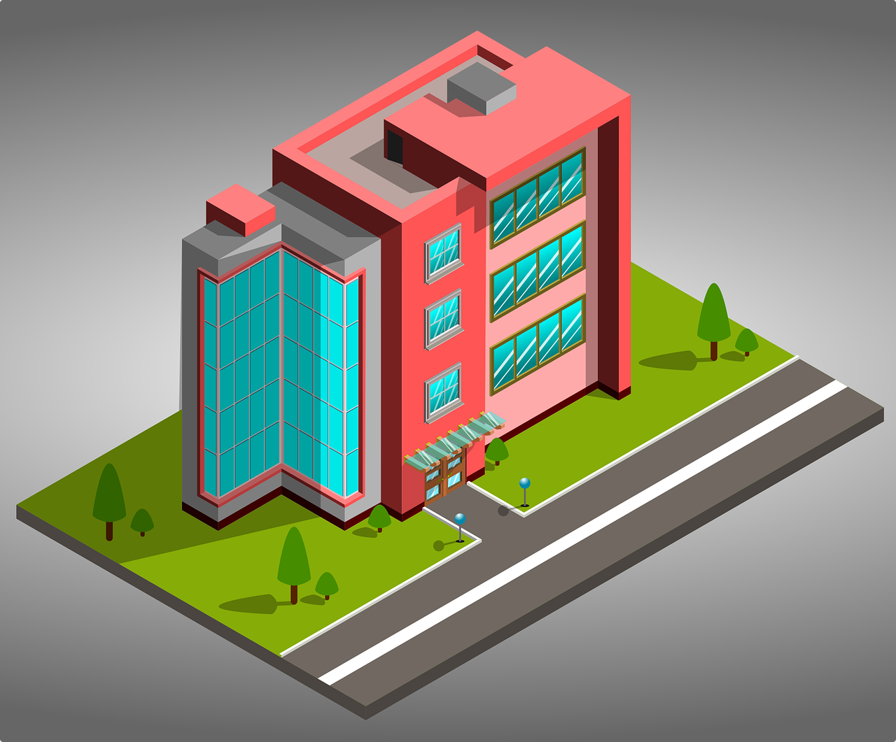 offices  3d  isometric free photo