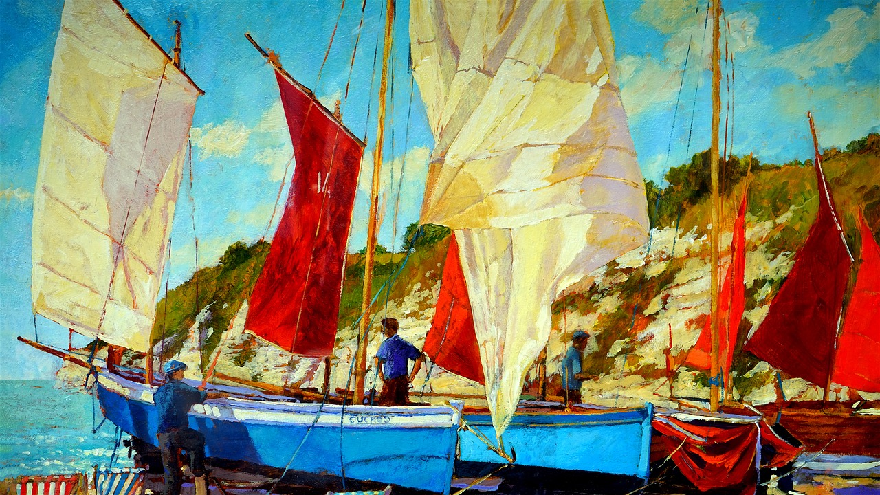 oil painting boat oil free photo