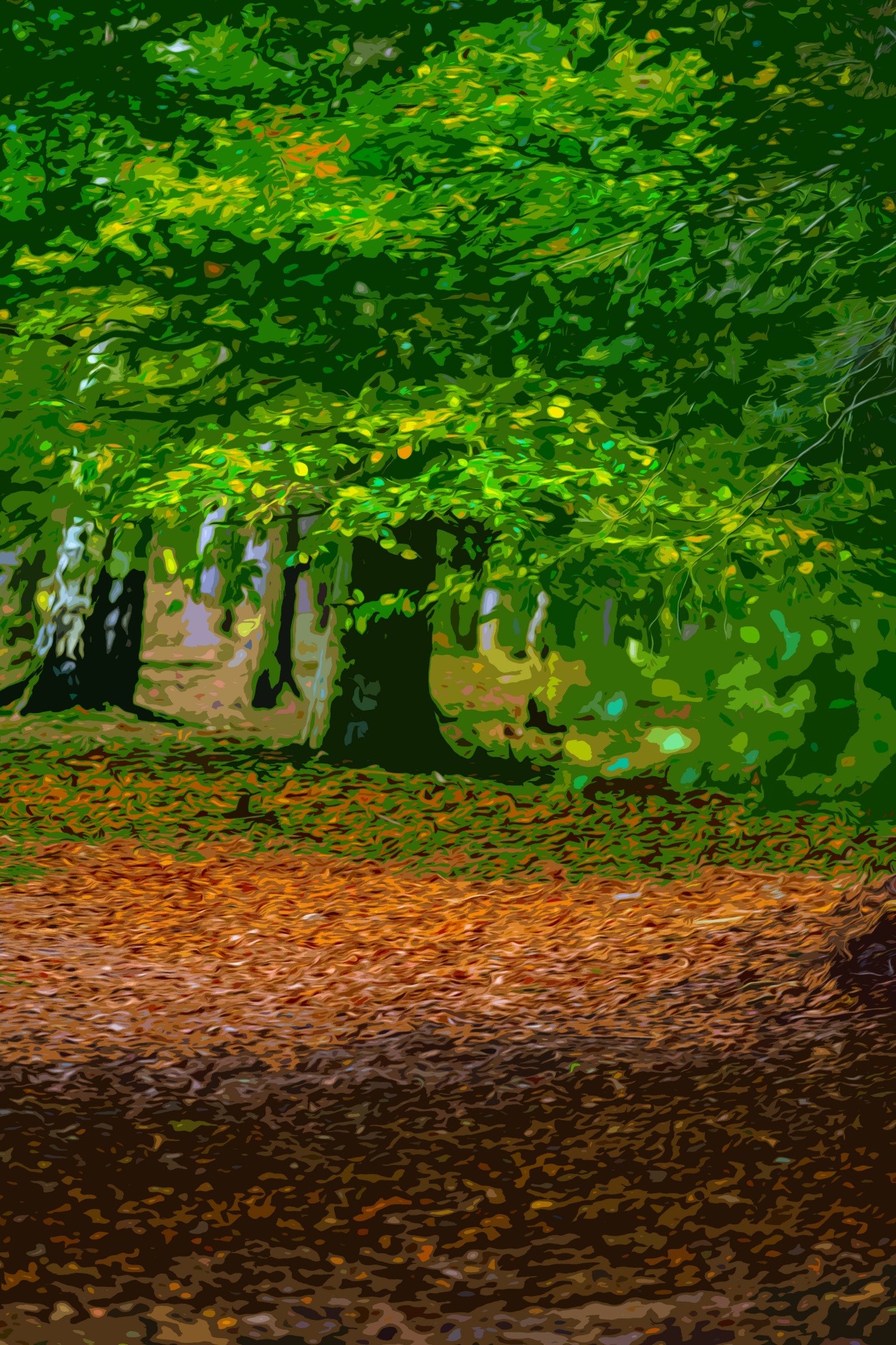 leaves oil painting free photo