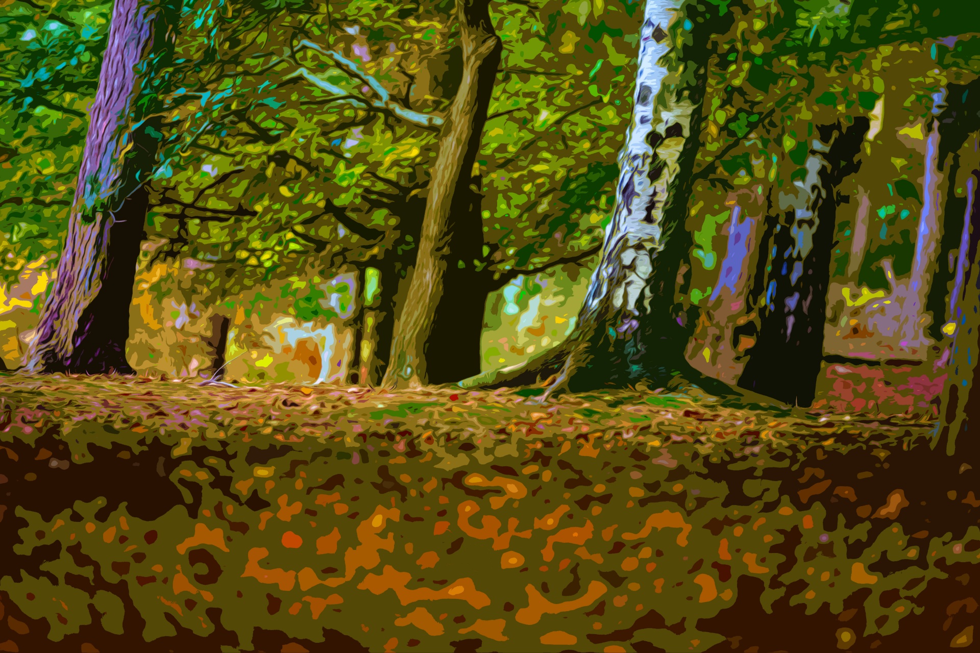leaves oil painting free photo