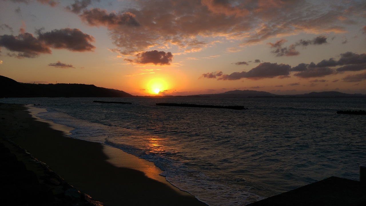 okinawa sea sunset free photo