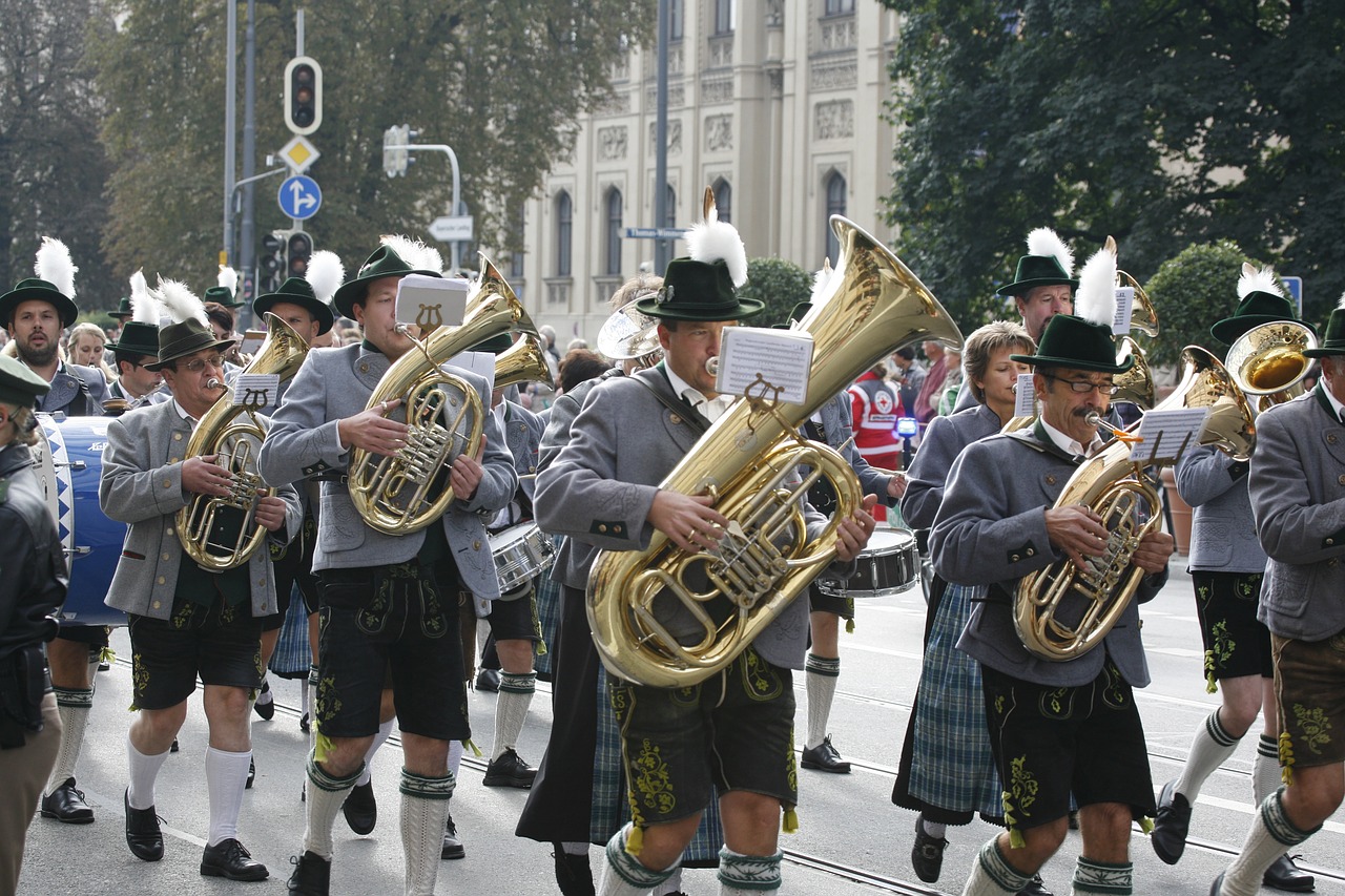 oktoberfest costume parade brass band free photo