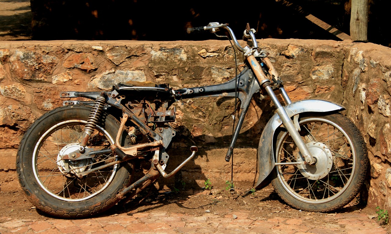 old forgotten motorbike free photo