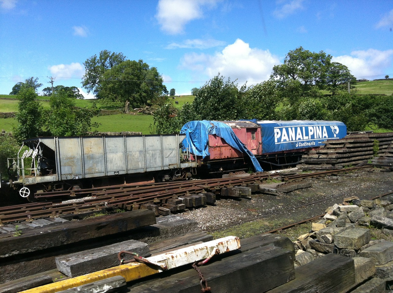 old trains outside free photo