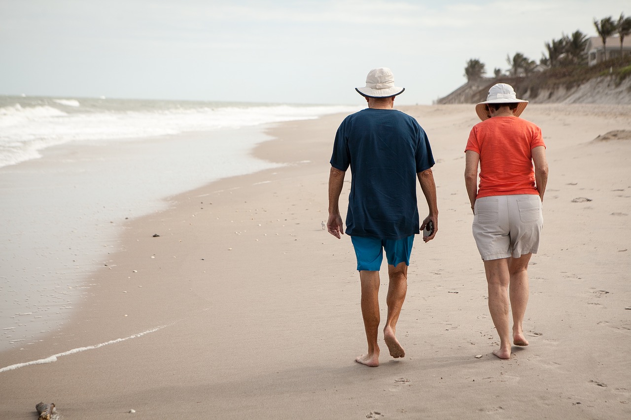 old  elderly  beach free photo