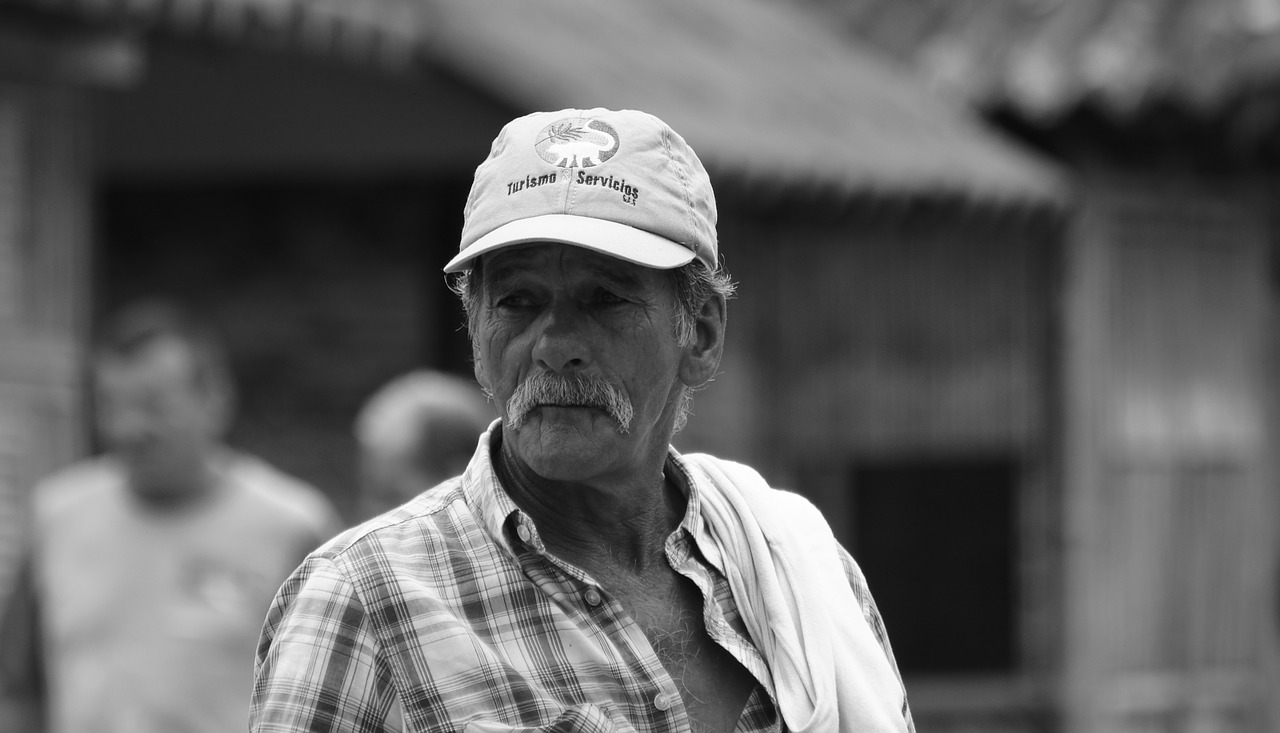 old age black and white person free photo