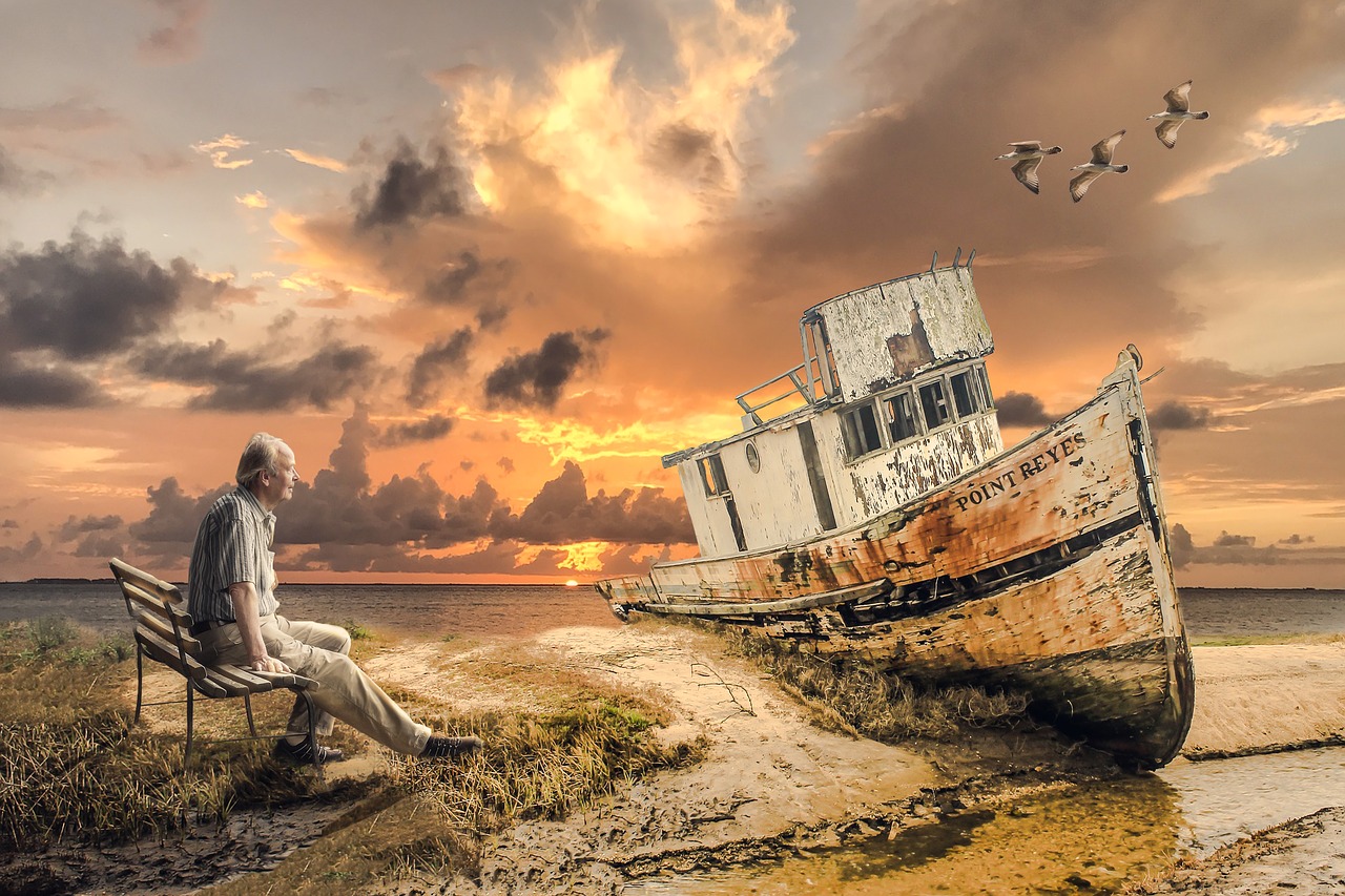 old boat old man sea free photo