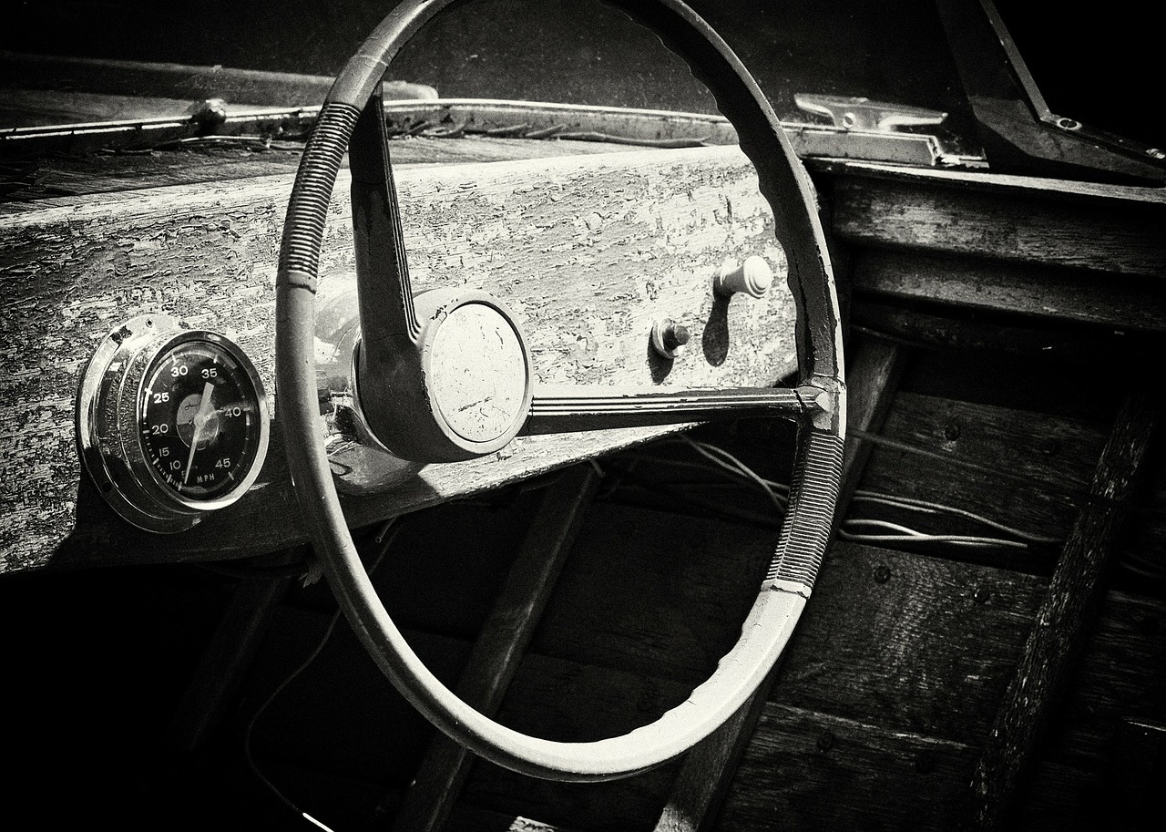 old boat wooden steering wheel free photo