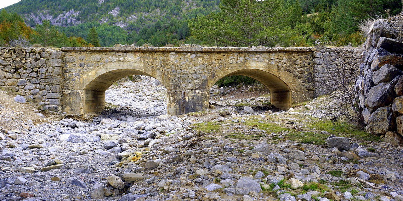 old bridge dry torrent stones free photo