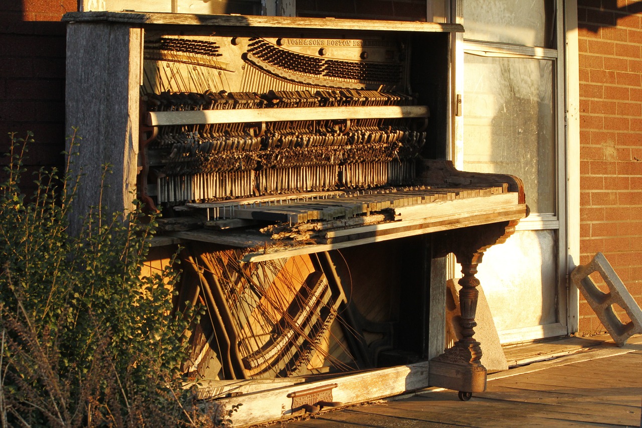old building old piano abandoned free photo