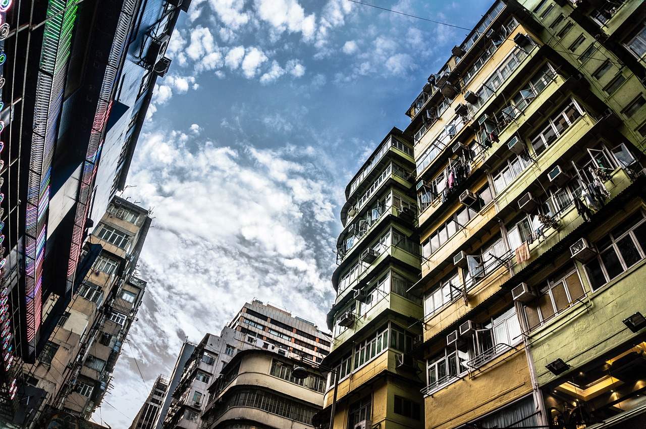 old buildings residential area hong kong free photo