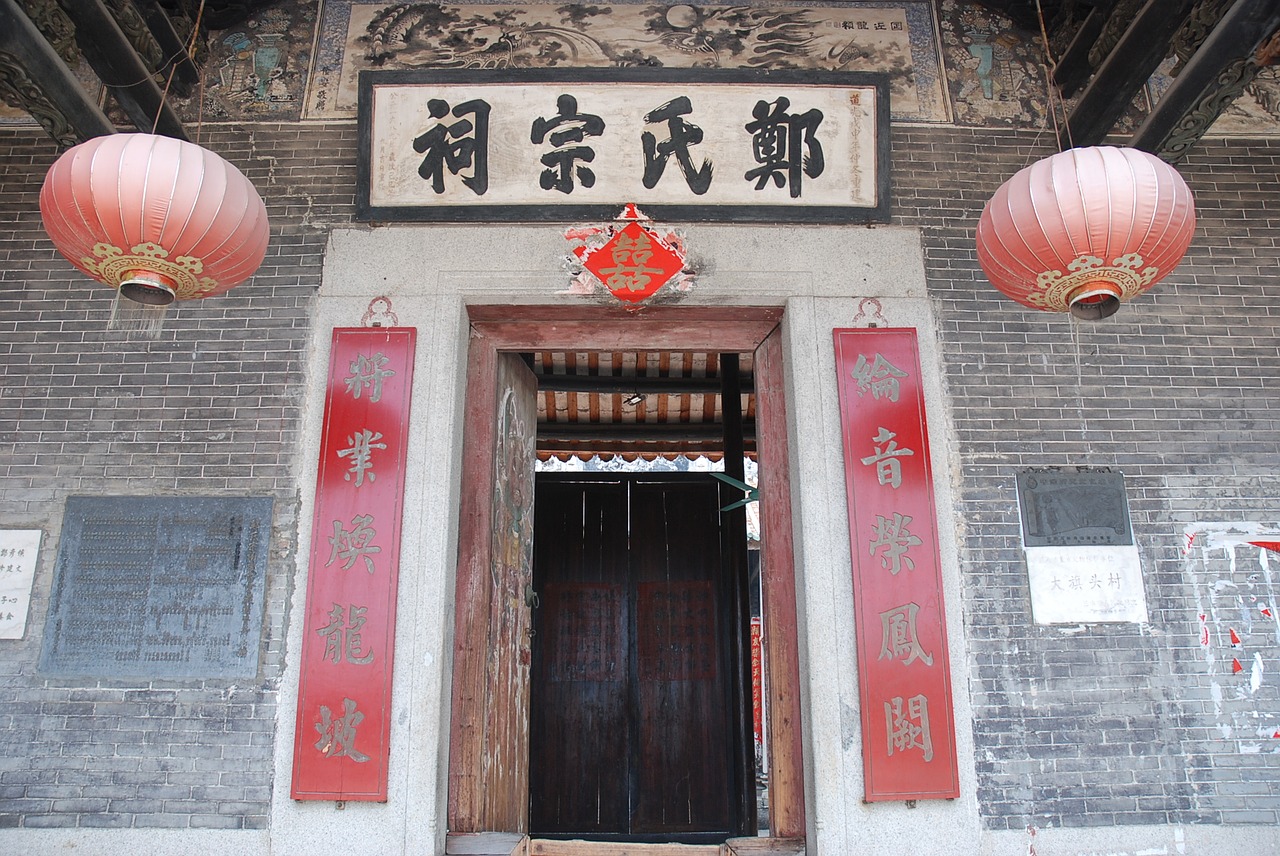old buildings ancestral temple lantern free photo