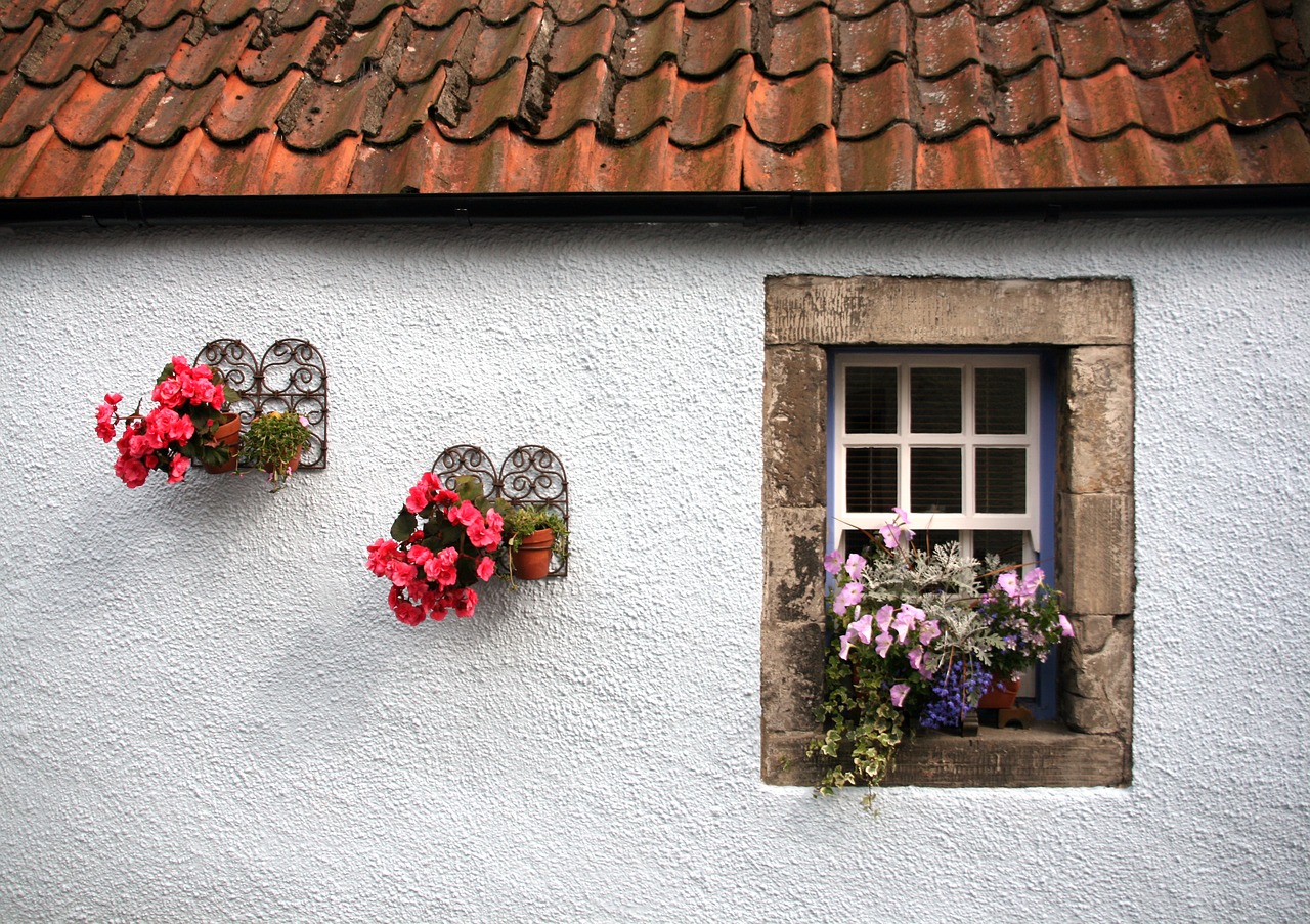 old cottage window flowers free photo