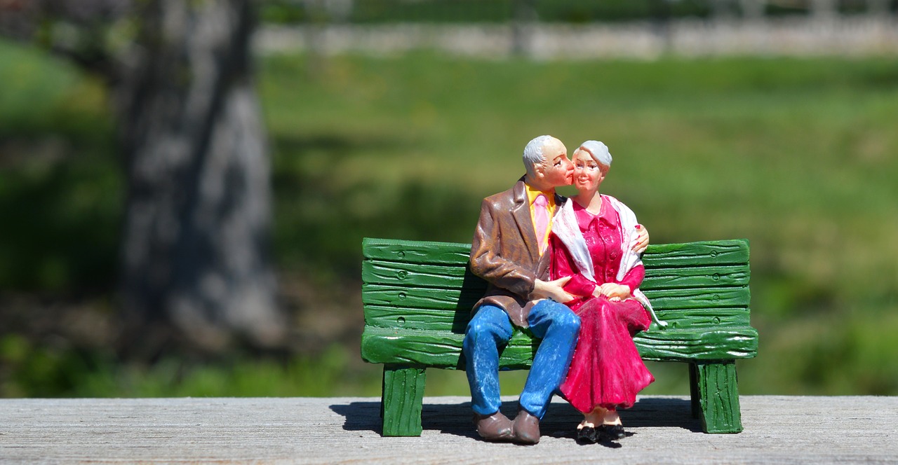 old couple sitting grandparents free photo