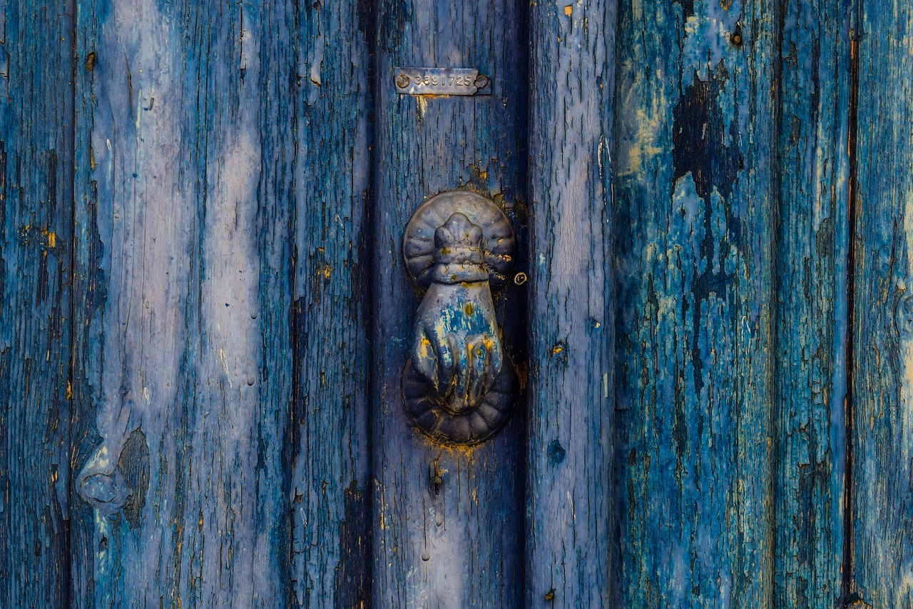 old door wooden blue free photo