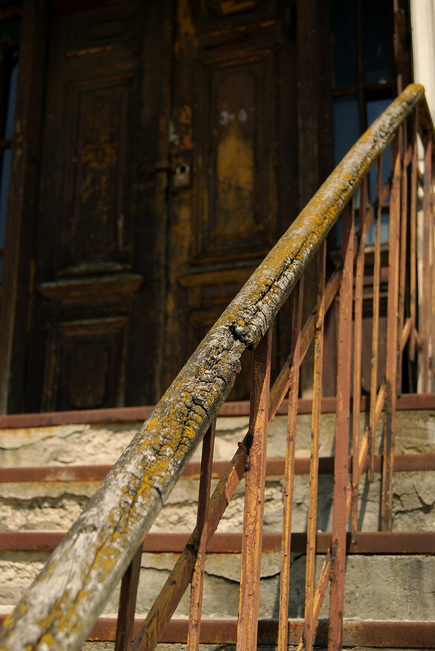 old house wooden handrail stairs free photo