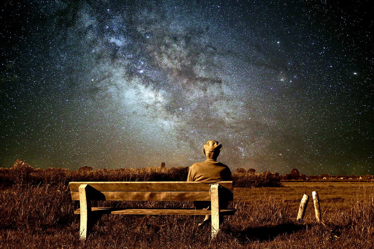 old man landscape milky way free photo