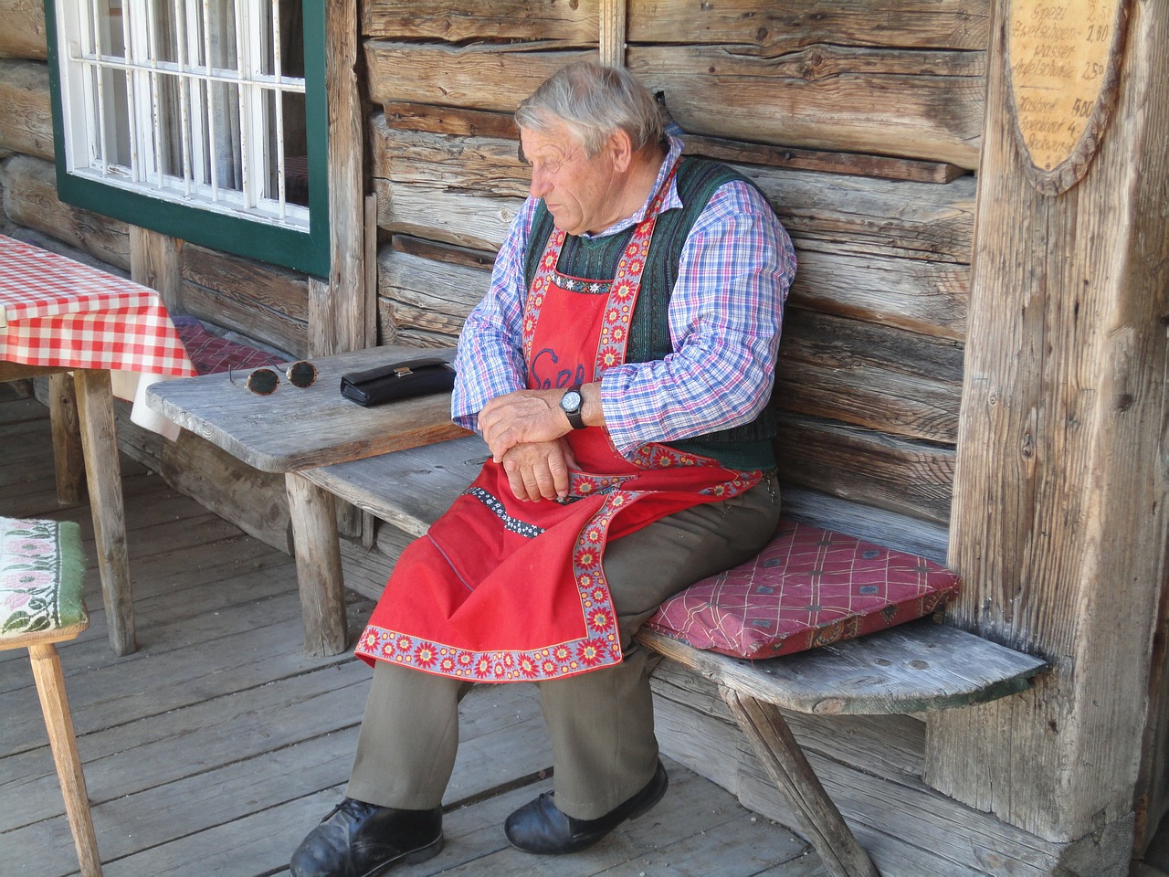 old man hüttenwirt alpine hut free photo