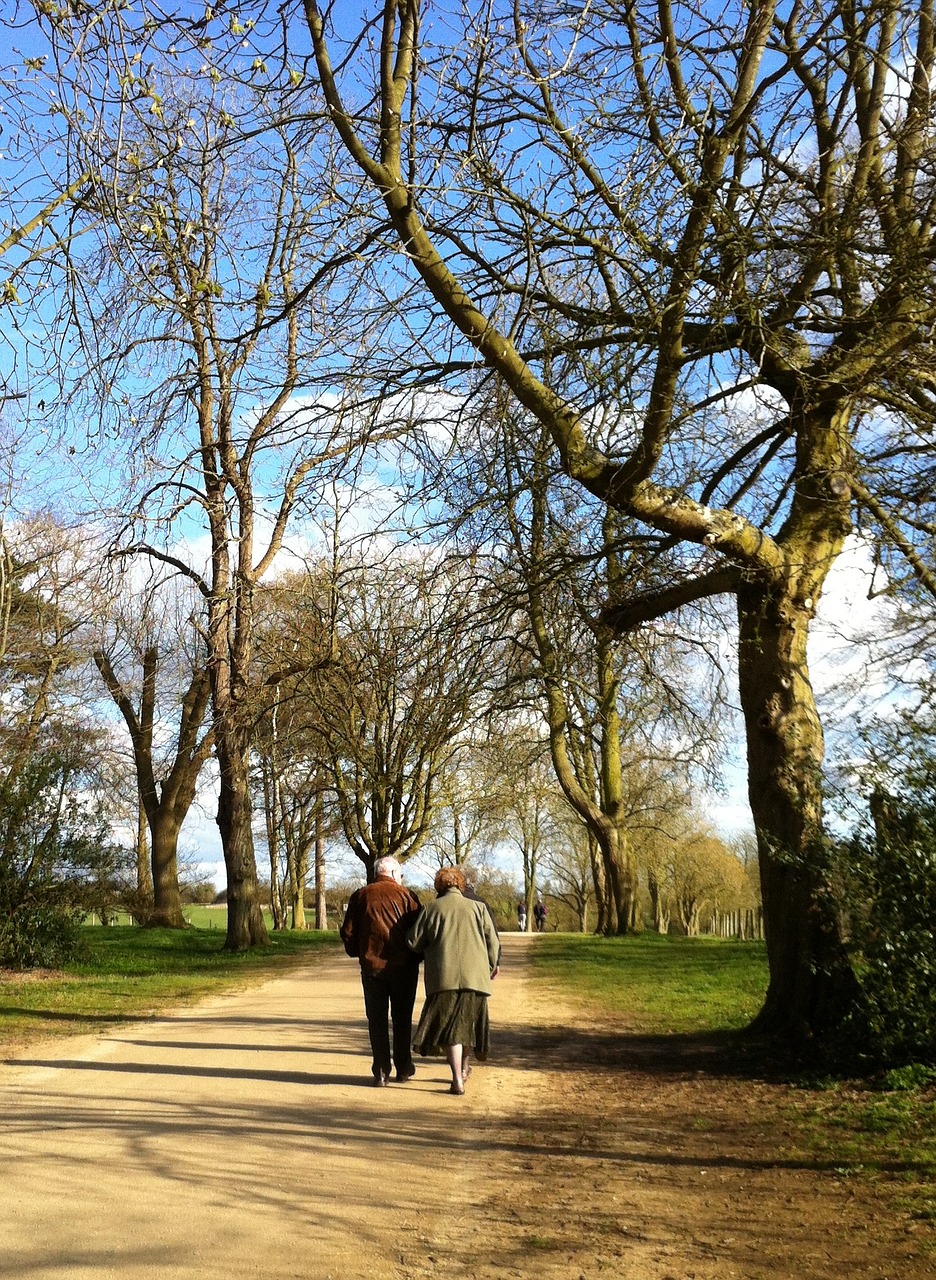 old people walk park free photo