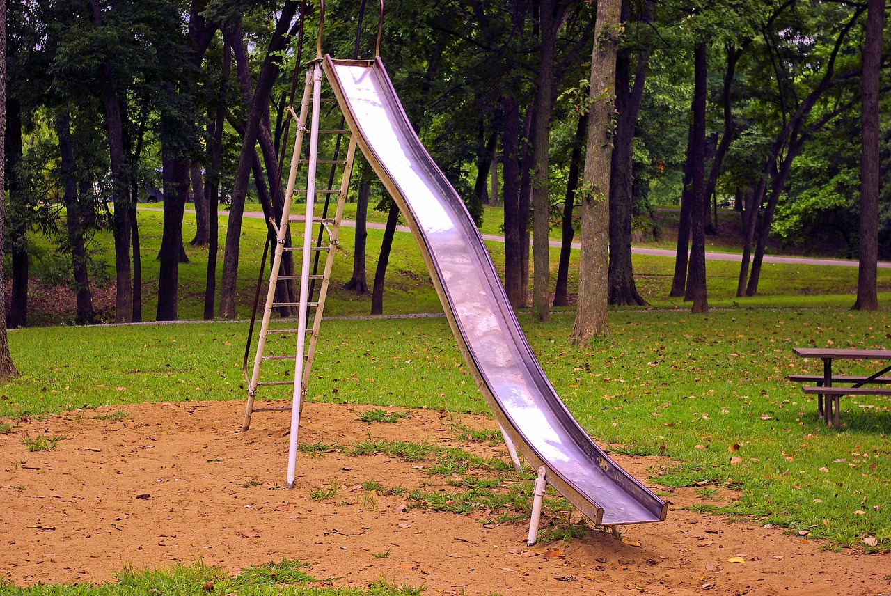 old playground slide  old  slide free photo