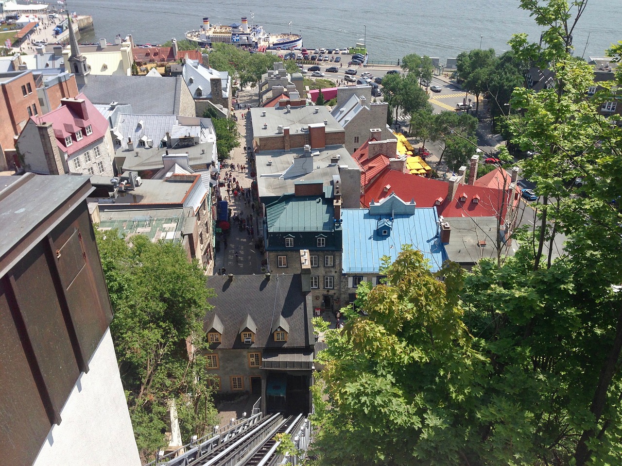 old quebec funicular river free photo