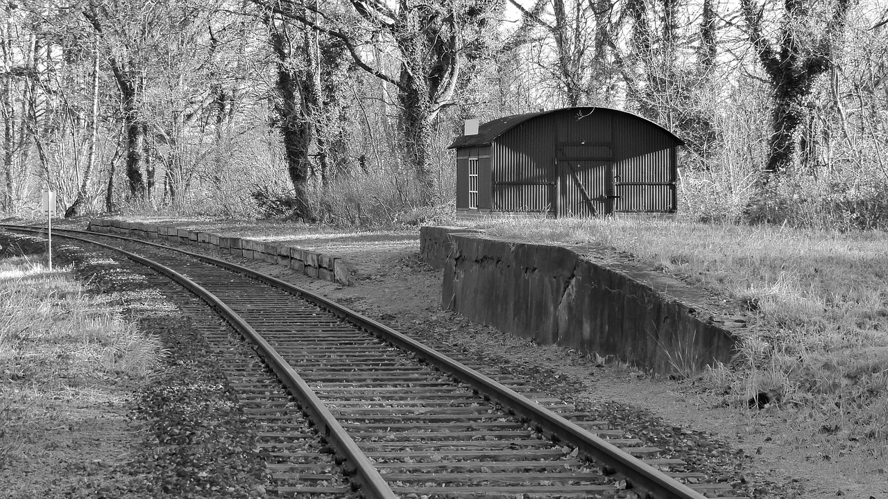 old railway station leave railroad tracks free photo