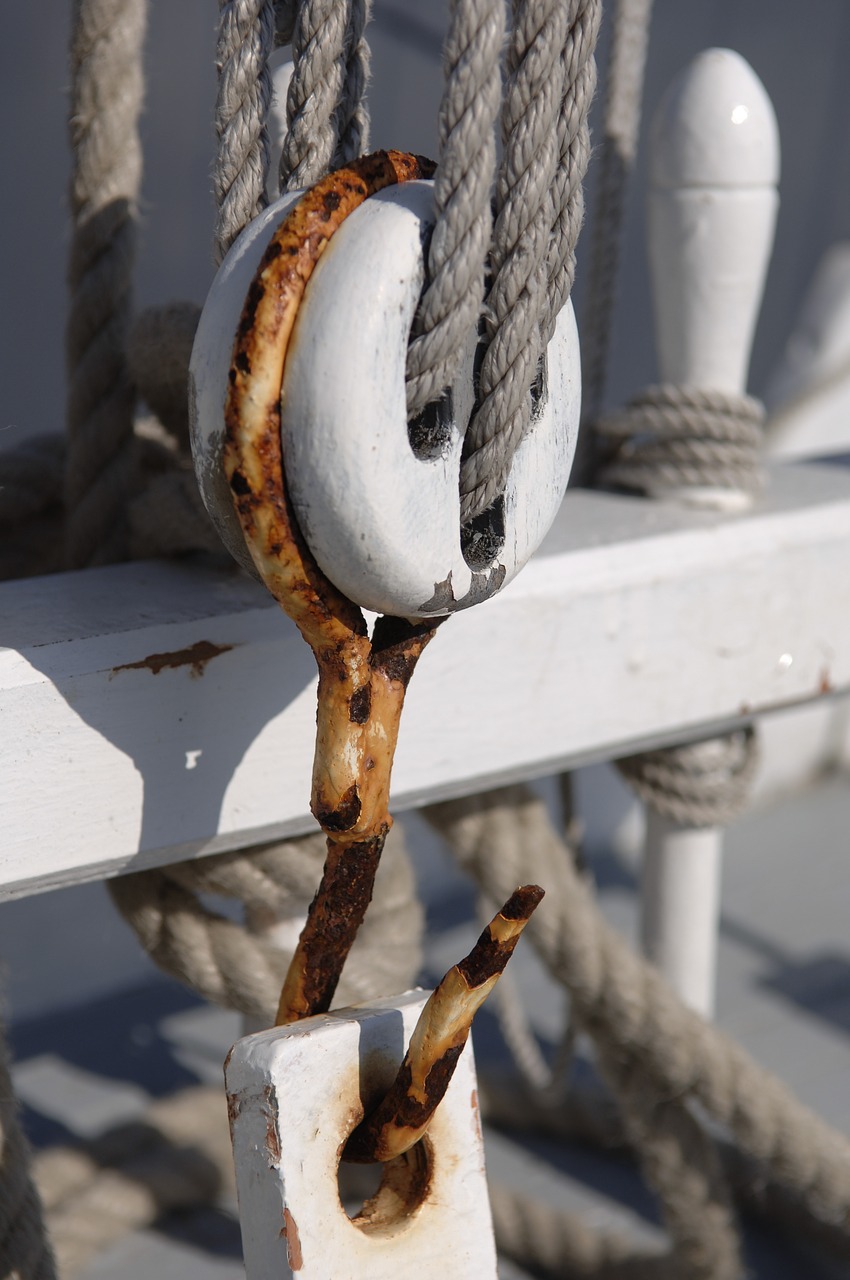 old rig wooden boat deck fittings free photo
