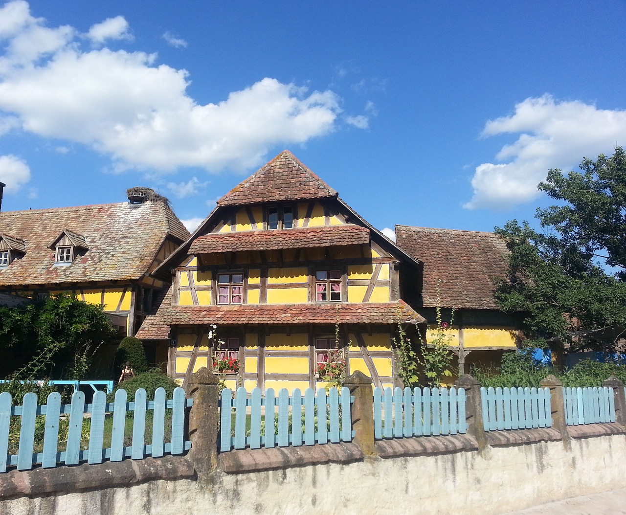 old timber-framed house vosges roof free photo