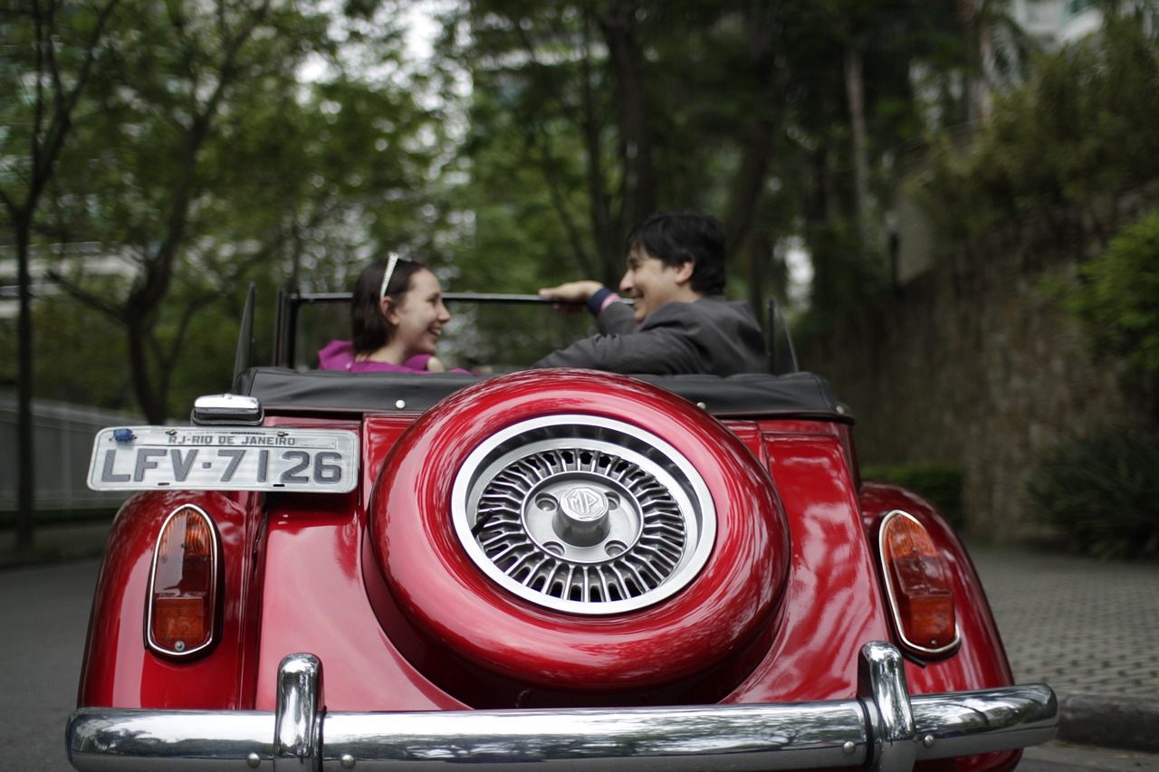 old timer cabriolet couple free photo
