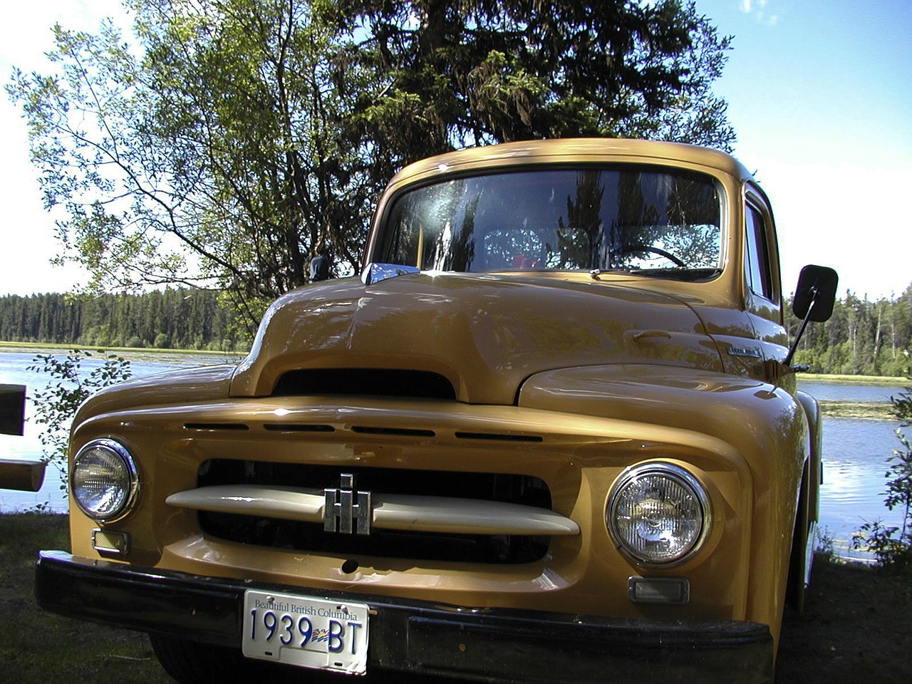 old timer yellow car free photo