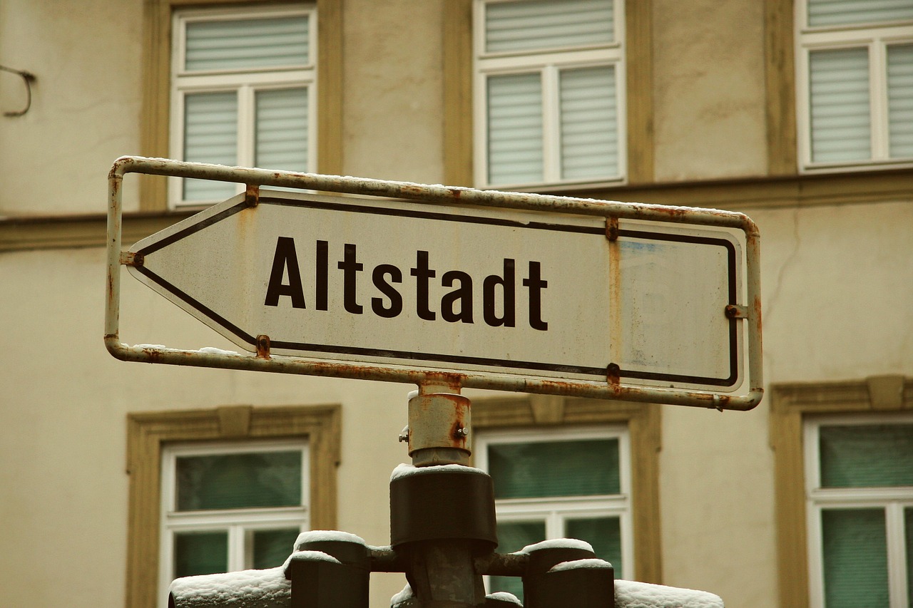 old town street sign winter free photo