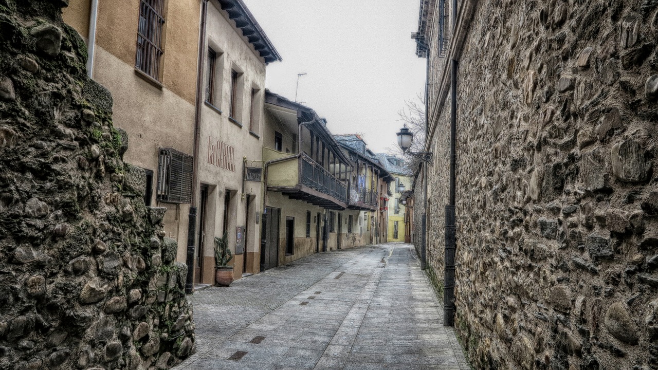 old town ponferrada typical houses free photo