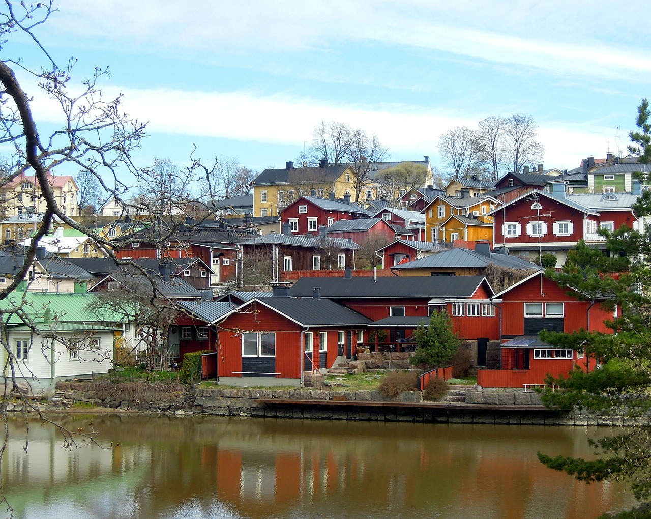 old town landscape houses free photo