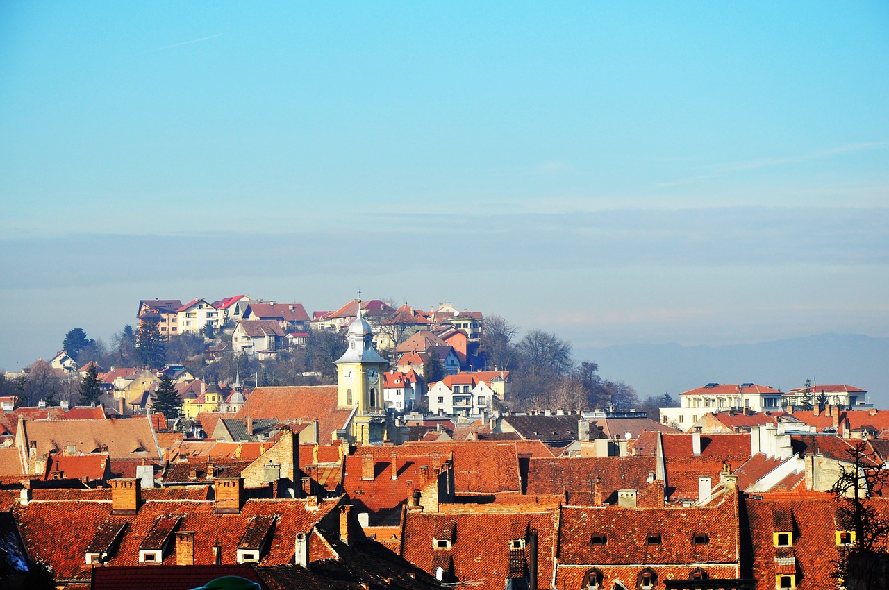 old town a city in romania the roofs of the houses free photo