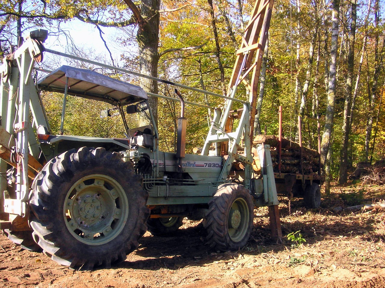 old tractor logging timber free photo