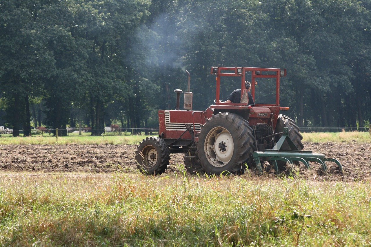 old tractor  teams  farm free photo